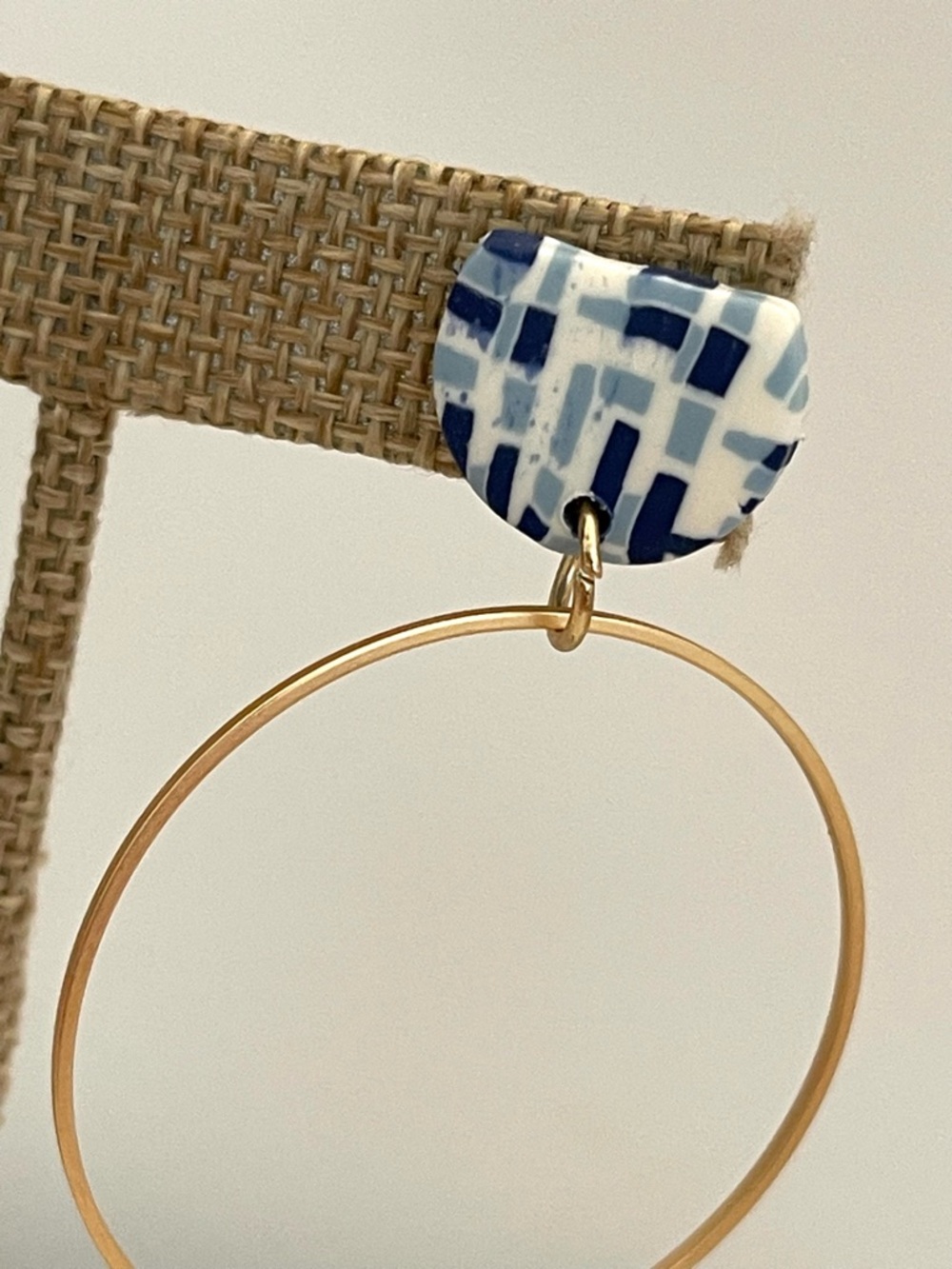 Stitch Fix Blue & White Gold Tone Hoop Pierced Earrings - Picture 6 of 10